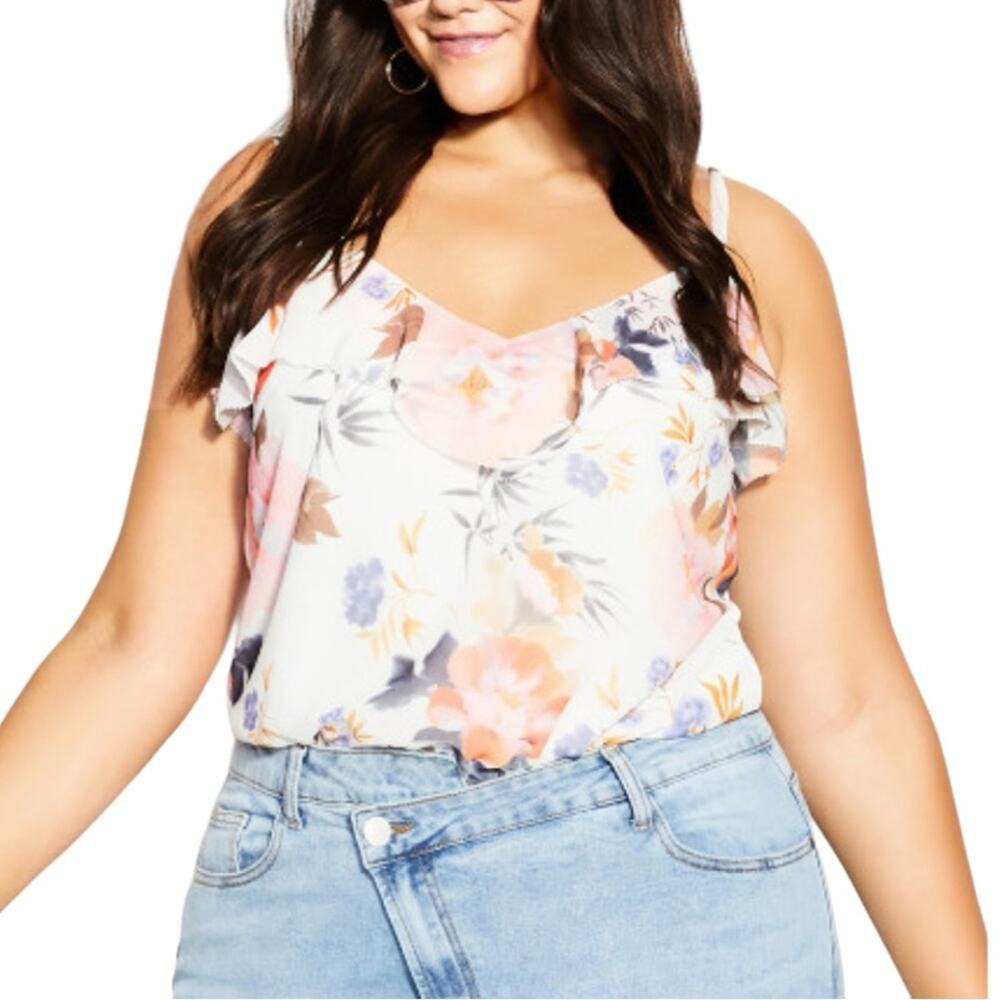 NWT City Chic Chloe Chiffon Floral Cami Top XL/22